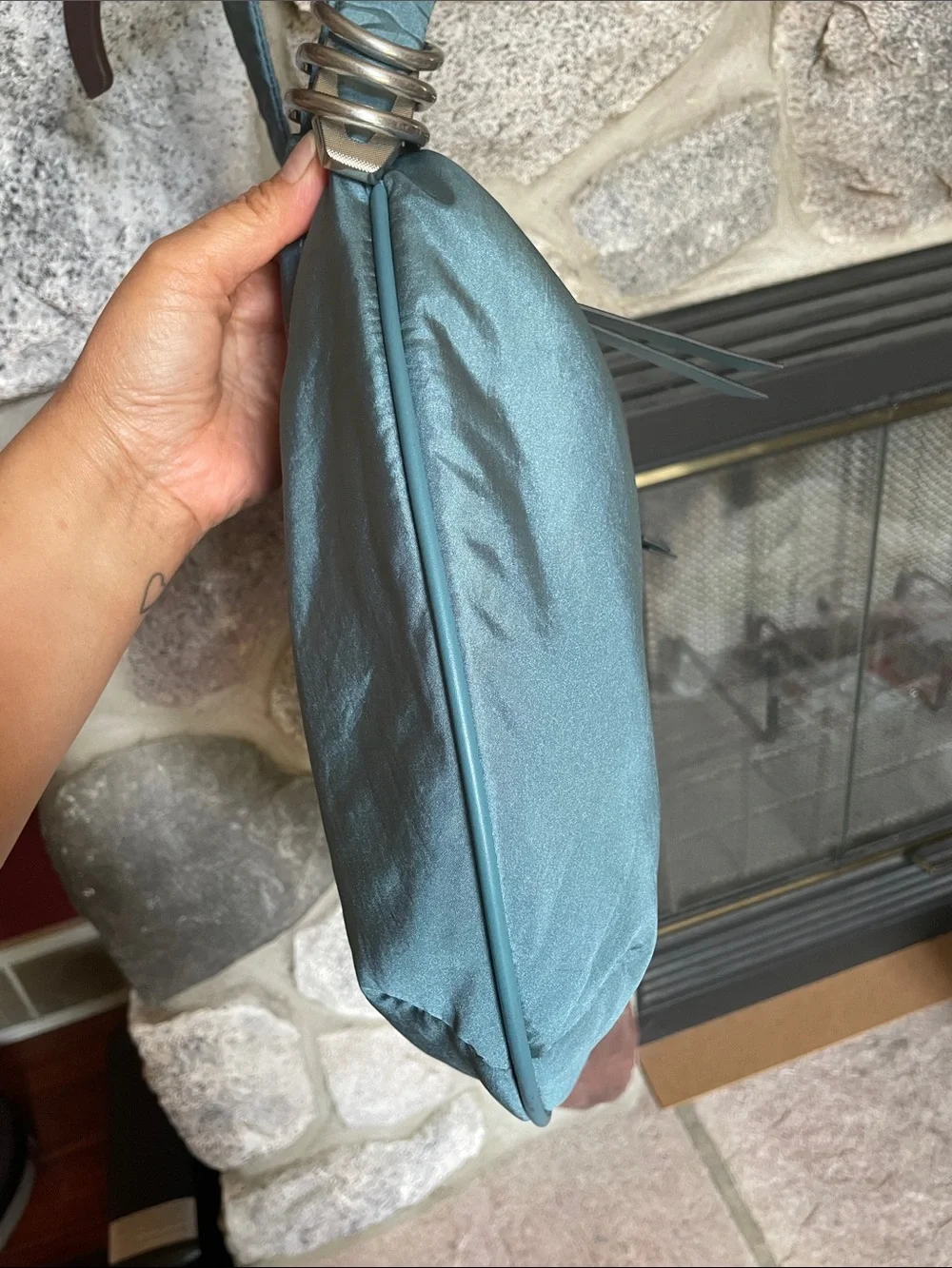 rag & bone  Spire Nylon Shoulder Hobo Bag Teal color